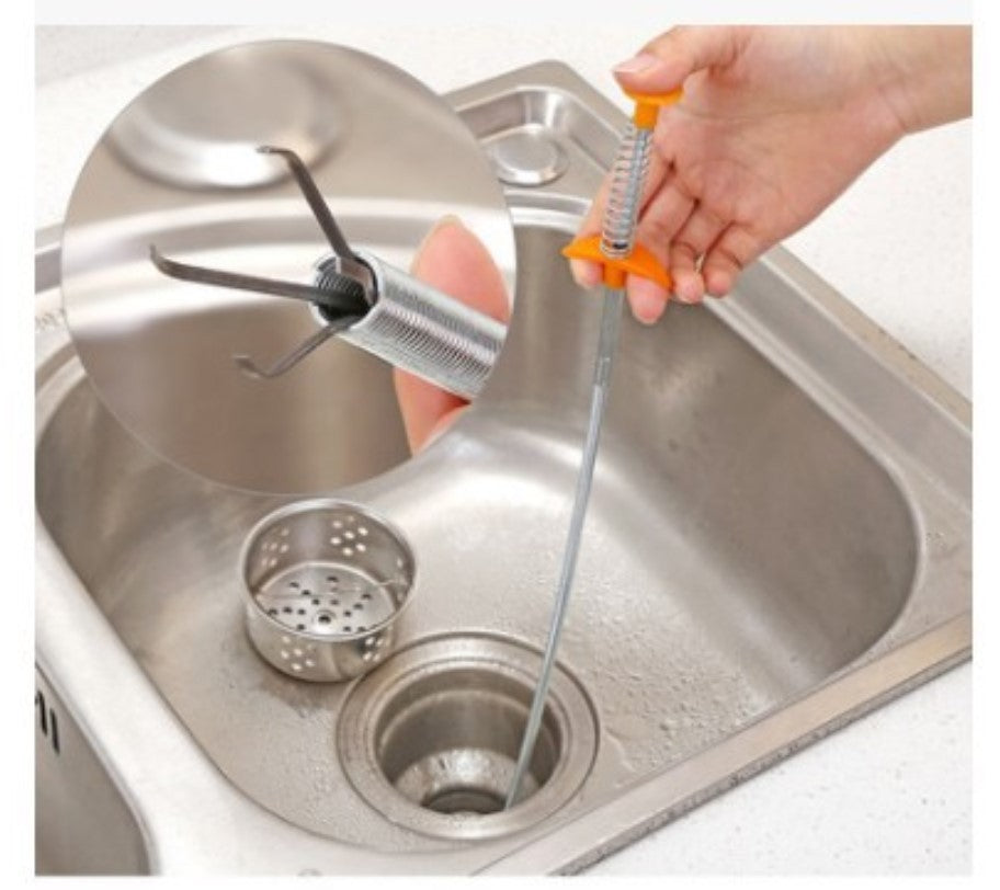 Spring Pipe Dredging Tool for Kitchen Sinks & Shower Drains