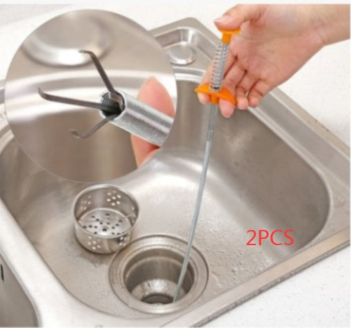 Spring Pipe Dredging Tool for Kitchen Sinks & Shower Drains